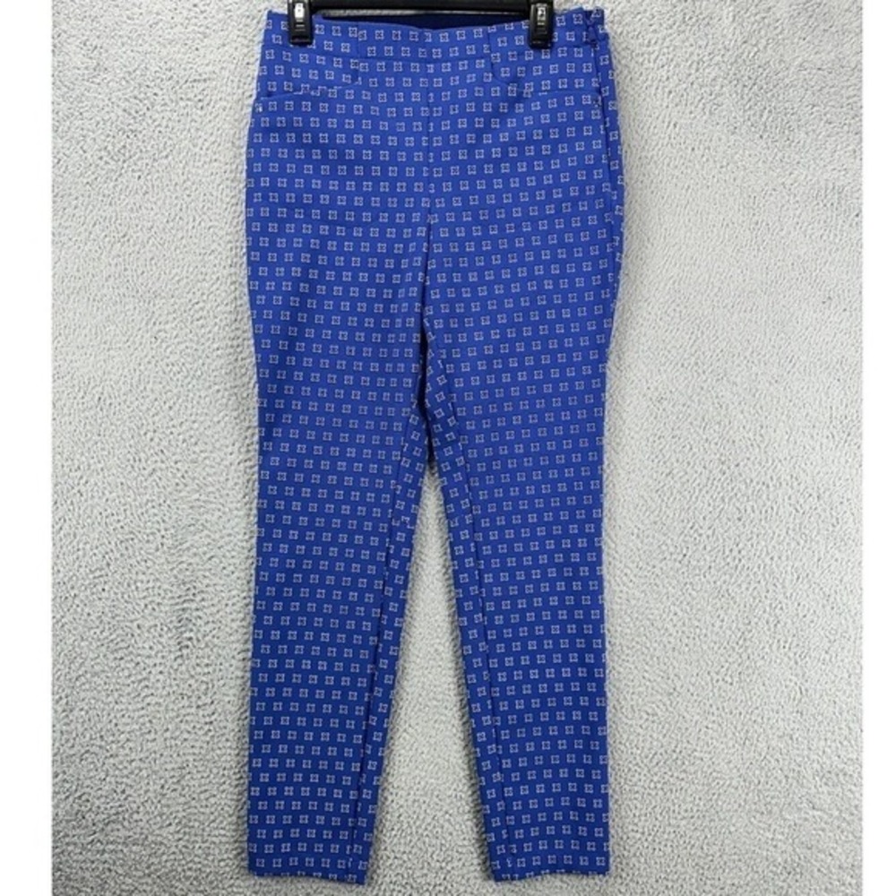 RLX Ralph Lauren Golf Pants Women 6 Blue Geometric Floral Nylon Blend Zip NEW B3
